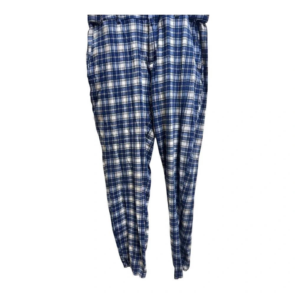 Men's ROMPERJACK short sleeved romper, jumpsuit, blue plaid flannel, size XL